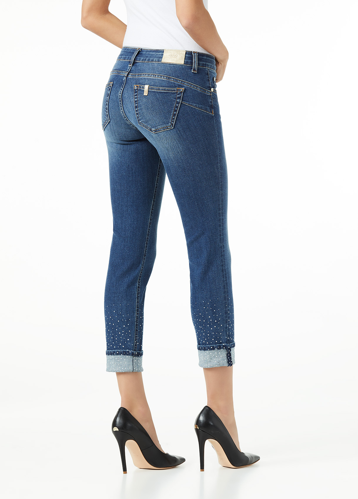 Jeans con strass alla caviglia hotsell